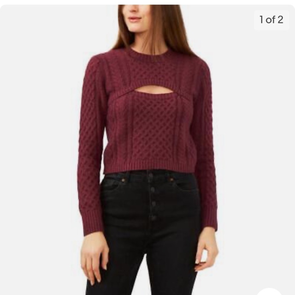 1.State Cableknit Cutout Women’s Sweater XS